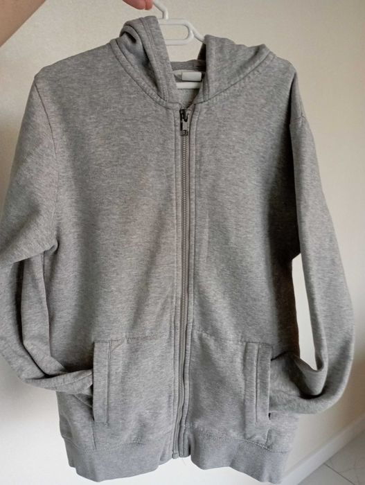 Bluza dresowa H&M rozsuwana, r.146-152, szara, stan bdb