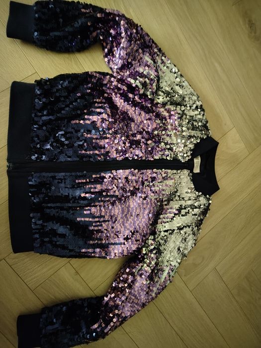 Kurtka cekinowa HM H&M , bomberka 128, kurteczka błyszcząca, narzutka