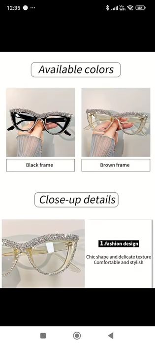 Hit plusy cekiny cyrkonie koty okulary do czytania +1.0