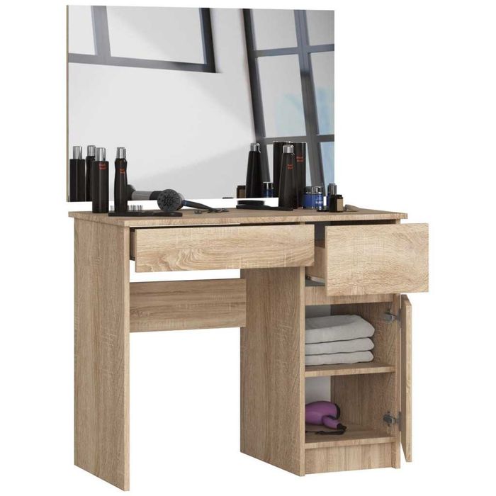 Toaletka Dąb Sonoma 90 cm z lustrem 90x60