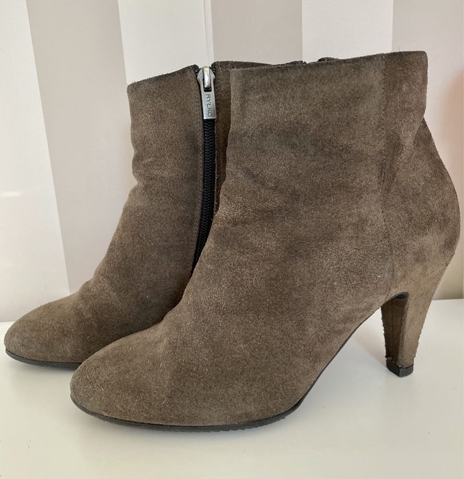 Botki Ryłko 35/36, zamsz, kolor oliwka