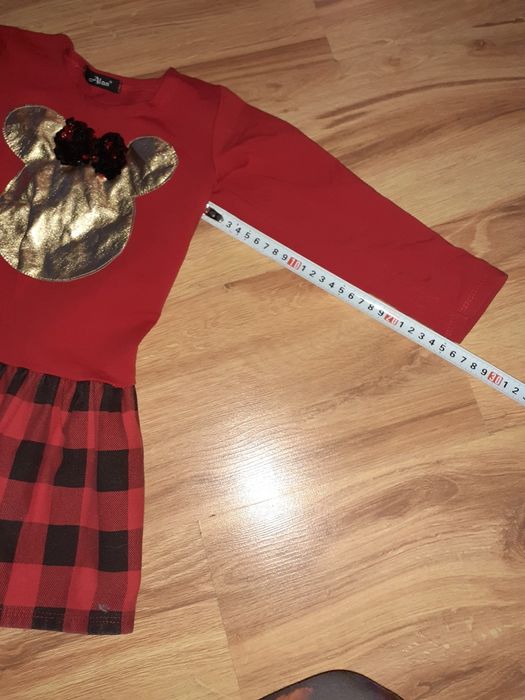 świateczna sukienka, myszka miki, czerwona sukieneczka