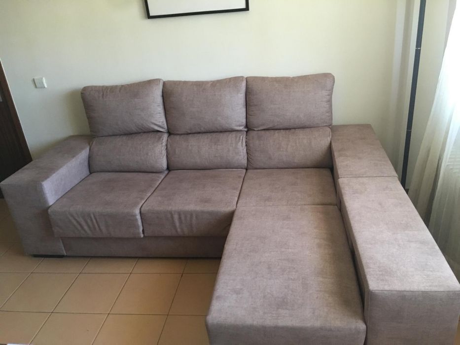 Sofá de canto castanho