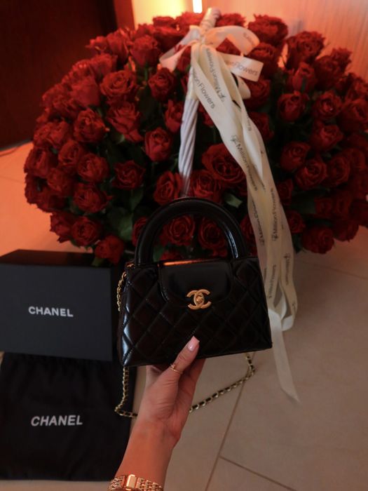 Сумка Chanel Kelly mini біла, чорна сумка шанель