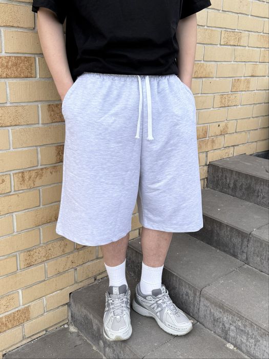 Широкі котонові шорти сірі шорти sweatshorts cotton BAGGY-FIT беггі баггі rummy широкие серые шорты оверсайз rap shorts свитшортс