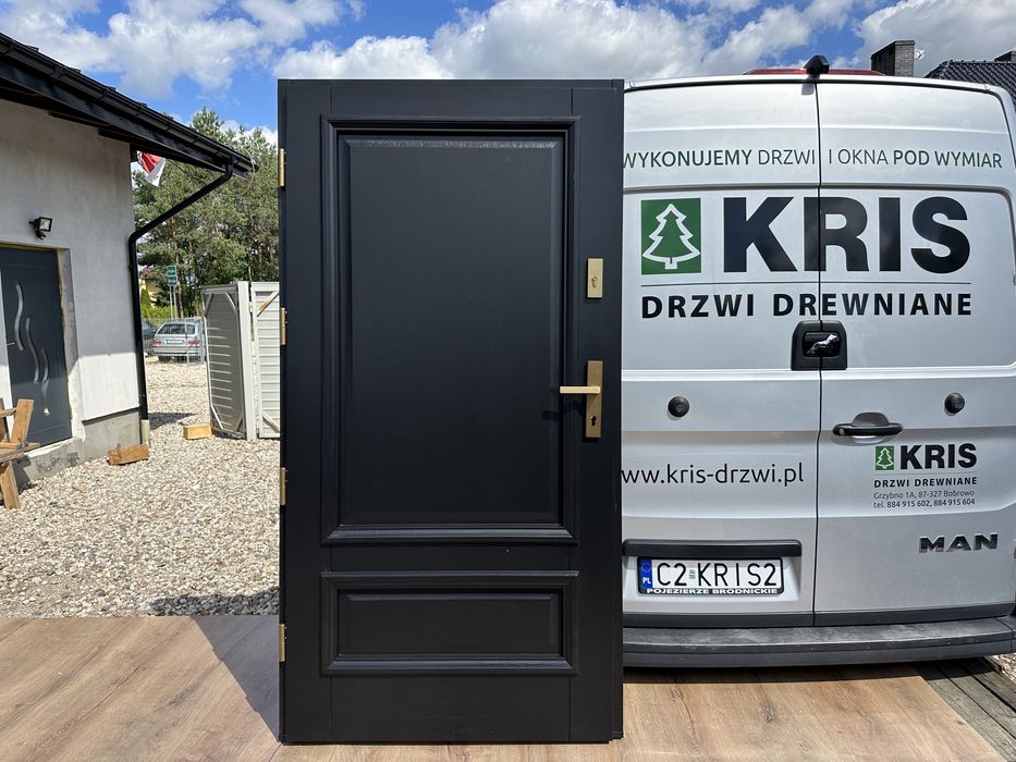 Drzwi zewnętrzne drewniane  Amerykańskie na wymiar czarne  cała Polska