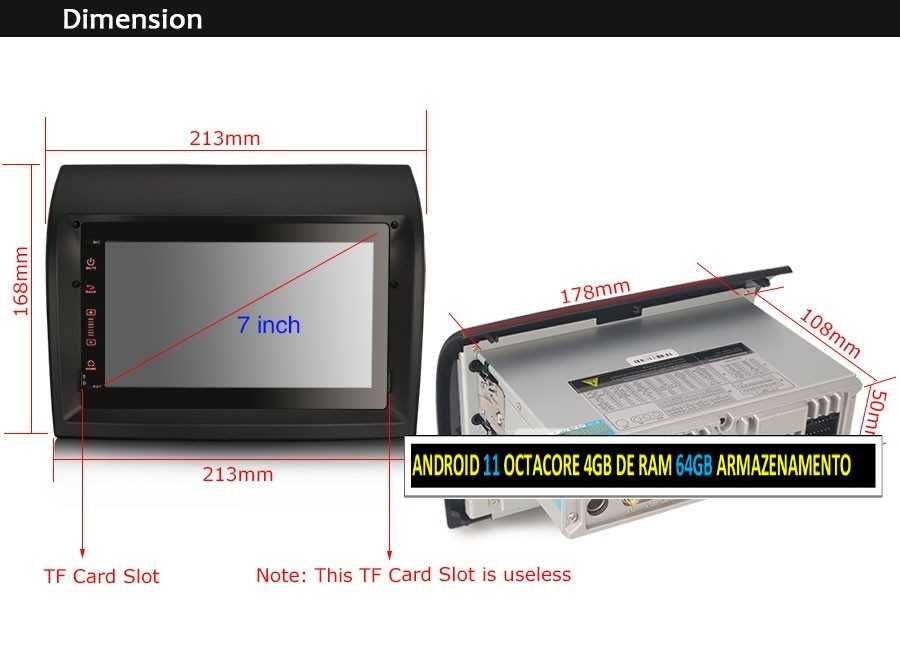 Auto-rádio 2 din Android 14 Peugeot / Honda / Kia / Fiat / Citroen