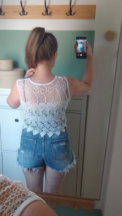 Letni ażurowy top bluzka bez rękawów S 36 M 38 L 40 na lato summer top