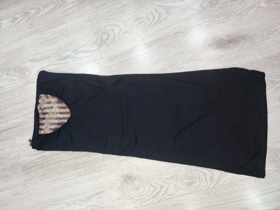 Sukienka czarna tuba obcisła midi even&odd XS za kolano bez ramiączek