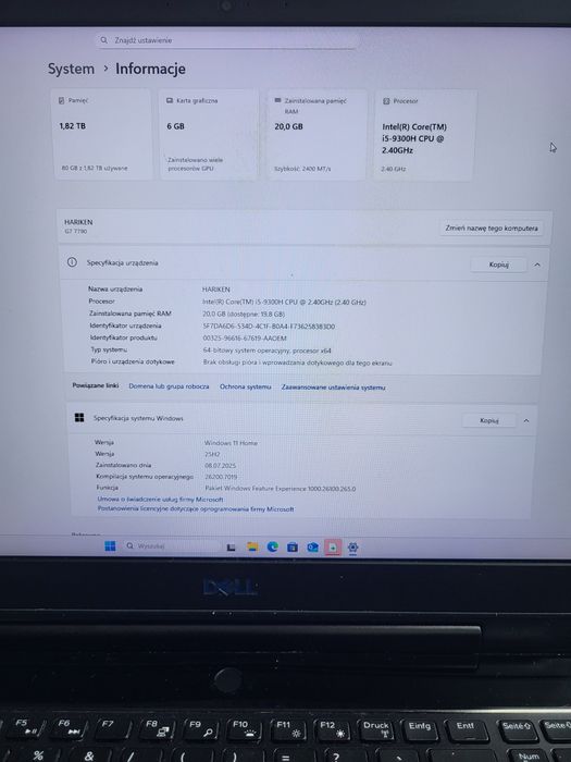 Laptop Gamingowy Dell G7