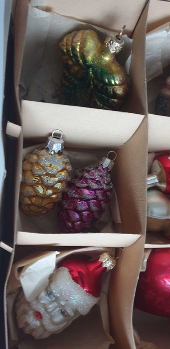 Starocie z Gdyni - Bombki choinkowe szklane nie z PRL zestaw 14szt.