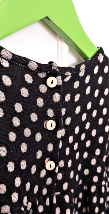 Vestido preto com bolinhas beje Zara 2-3 anos (98 cm)