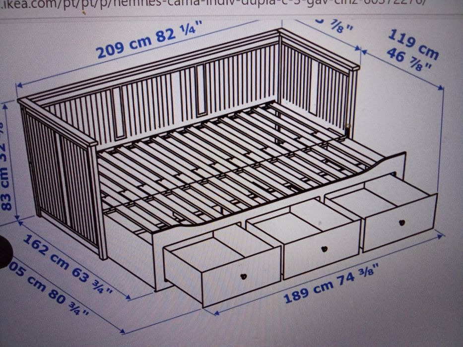 Cama ind/dupla c/3 gavetas Nova