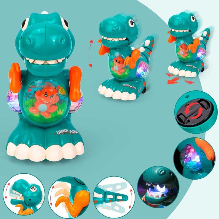 Zabawki muzyczne dla dzieci ruchomy dinozaur świecący P769