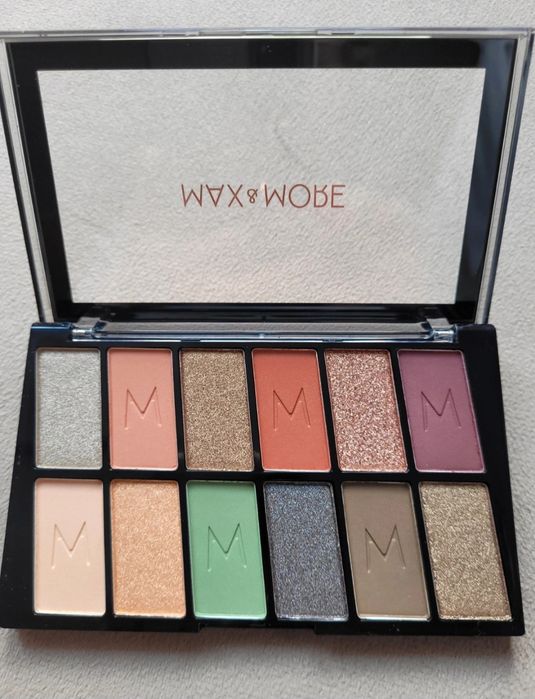 paleta cieni max&more 12 kolorów na mokro i sucho nowa z metką