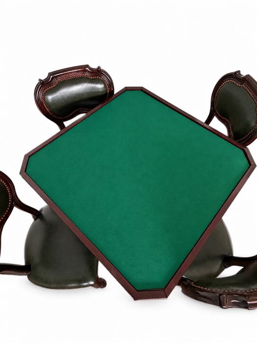 Mesa de Jogo / Roleta em Madeira Maciça + 4 Cadeiras Clássicas