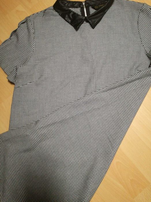 Sukienka biznesowa biurowa do pracy zara basic w kratę