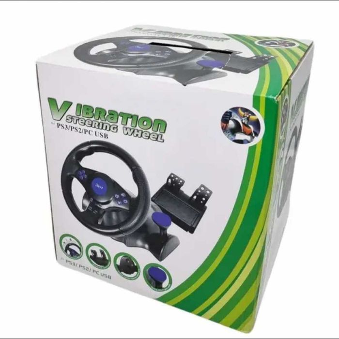 Руль игровой с педалями и коробкой передач для ноутбука пк ps2 ps3 pc usb vibration steering wheel гонки