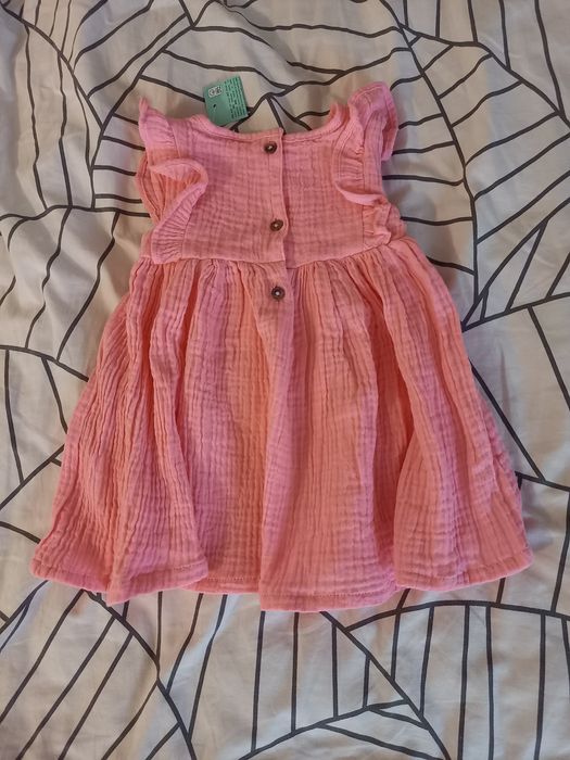 Muślinowa różowa bawełniana sukienka