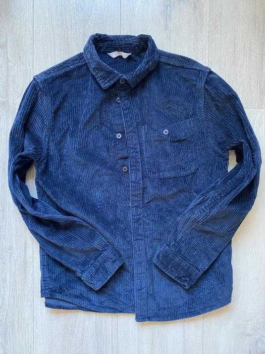 Синя вельветова сорочка 11-12 років мʼякий вельвет marks&spencer
