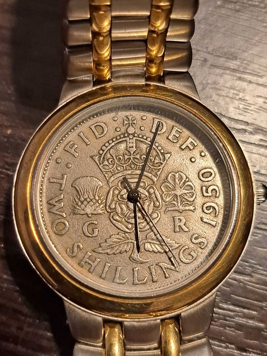 Unikatowy zegarek Peers Hardy PW801 moneta 2 szylingi 1950 po serwisie