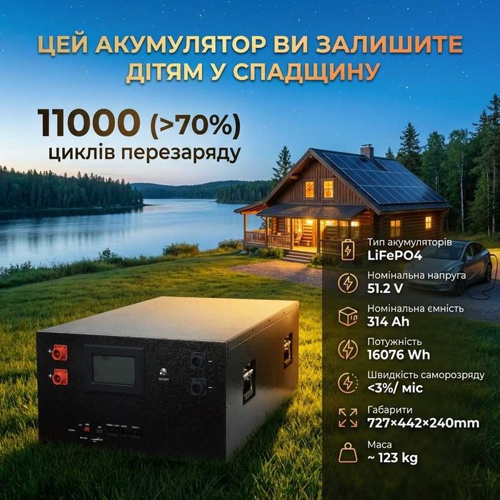 LiFePO4 акумулятори 12Вт/комірки Hithium 314Ah 11000 циклів