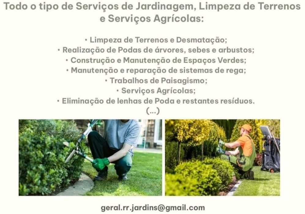 Serviços de jardinagem e limpeza de terrenos