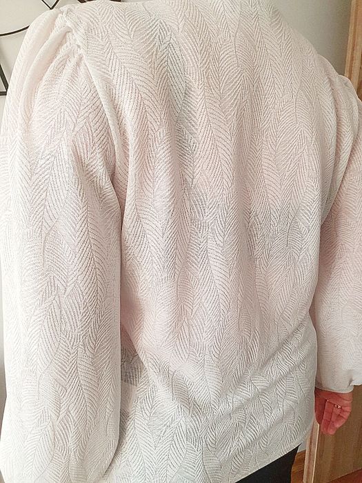 Biała bluzka ze stójką, wzór liście ,Fransa, r.2 XL