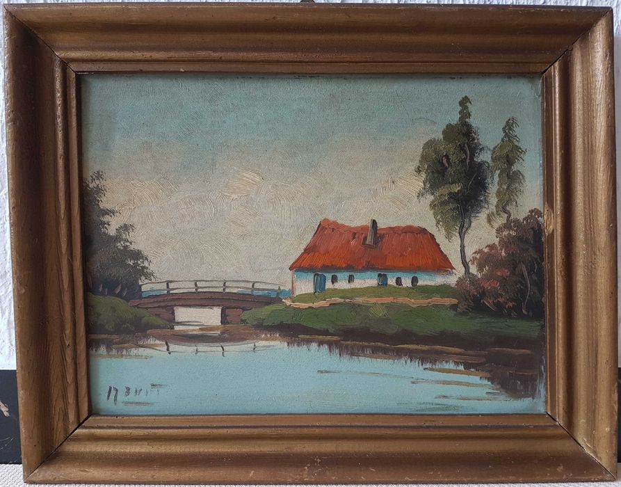 Bardzo stary olejny obraz na desce - podpisany wyprzedaż okazja!