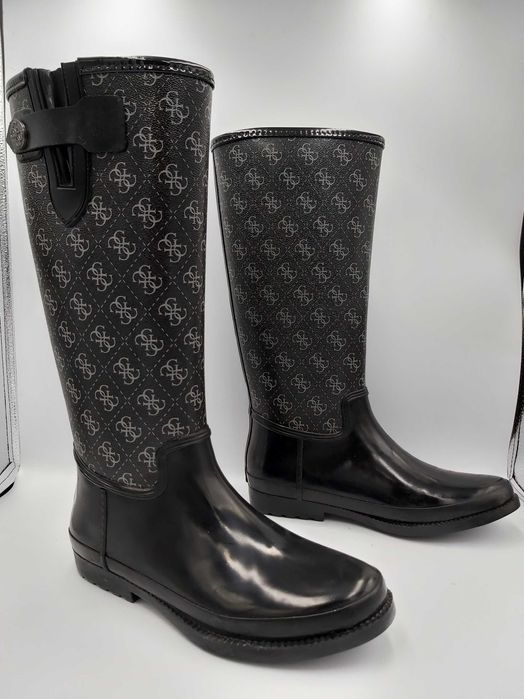 NOWE kozaki kalosze skórzane czarne GUESS rozmiar 40