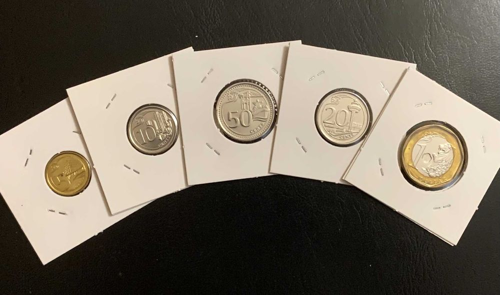 Set 5 Moedas Singapura - NOVAS