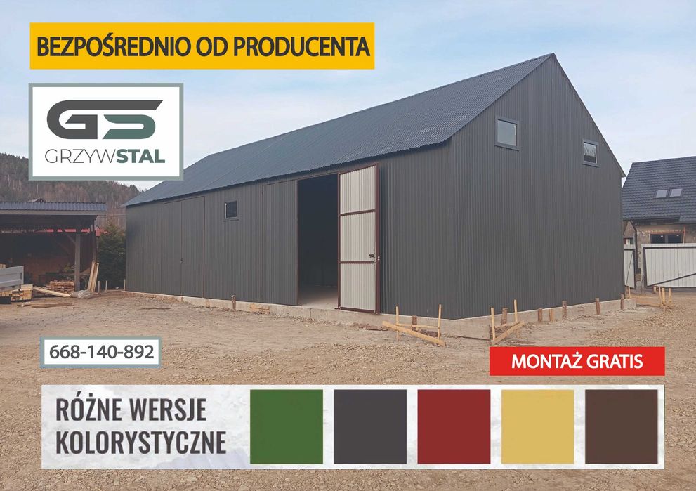 Garaż Blaszany - HALA MAGAZYNOWA - Magazyn - Wiata - Hala - GRZYWSTAL