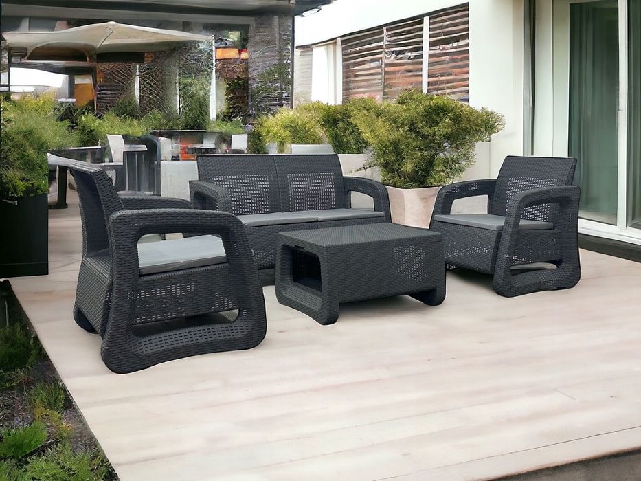 Nowe Meble ogrodowe Tarasowe komplet WYPOCZYNKOWY technorattan SZARY