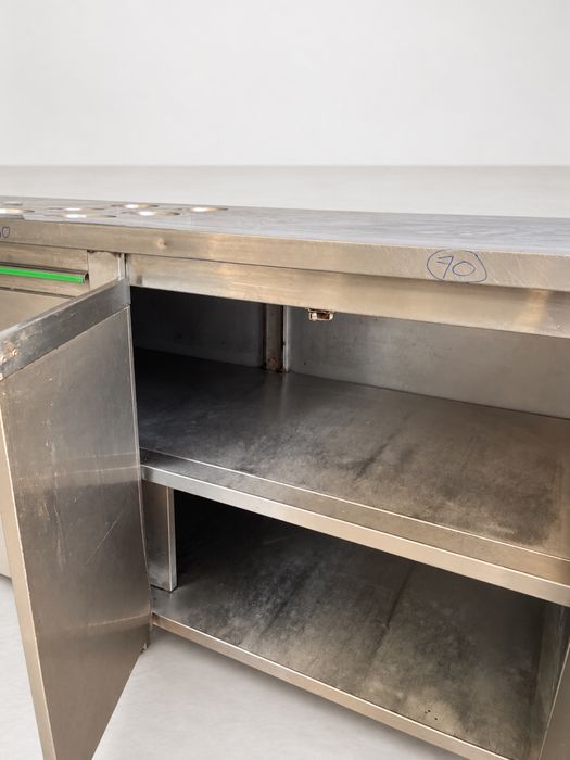 Bancada neutra em inox 3 portas e 2 prateleiras