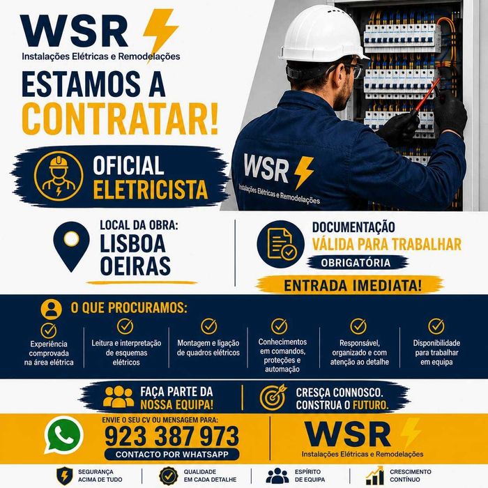 Oficial Eletricista - Obra em Oeiras Lisboa