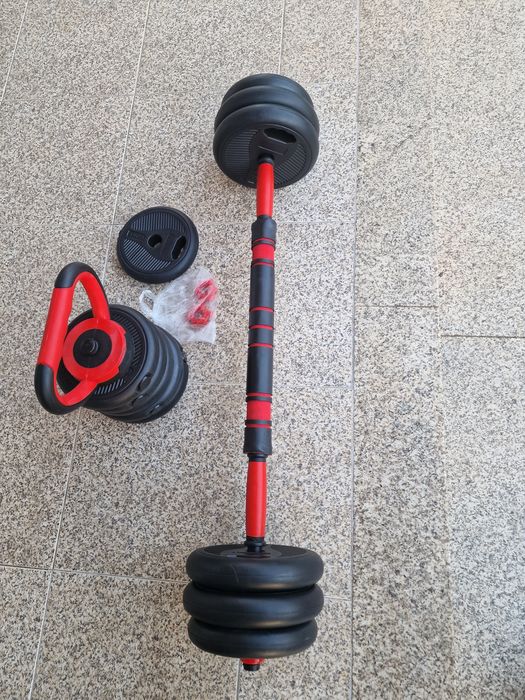conjunto multifuncional de halteres ajustáveis,  kit 4 em 1 ou 5 em 1.O