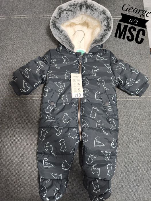Nowy Kombinezon Zimowy George 0-3 m w dinozaury