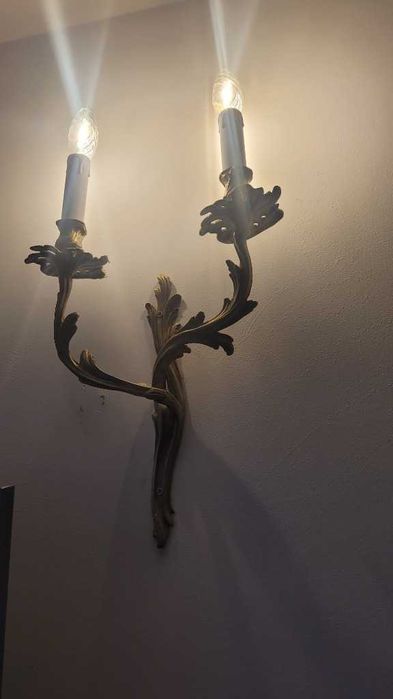 Kinkiet świecznik dwuramienny złoty Francja