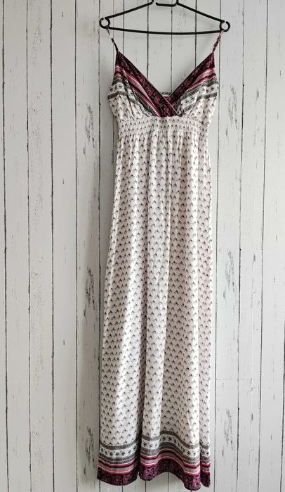 Sukienka MAXI Boho Wiskoza 100% ROMAN S/M długa lekka na lato