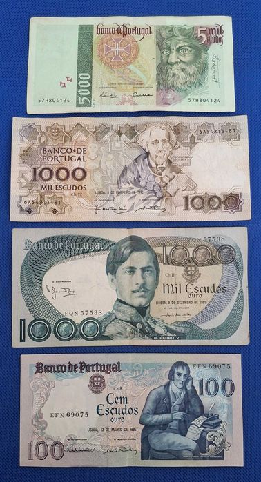 Portugal - lote de 4 notas diferentes (ver as fotos)