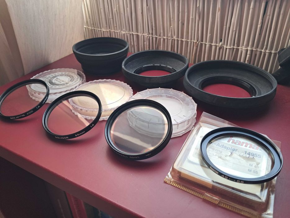 Filtros Skylight 1A + Polarizador circular + Pára-sol