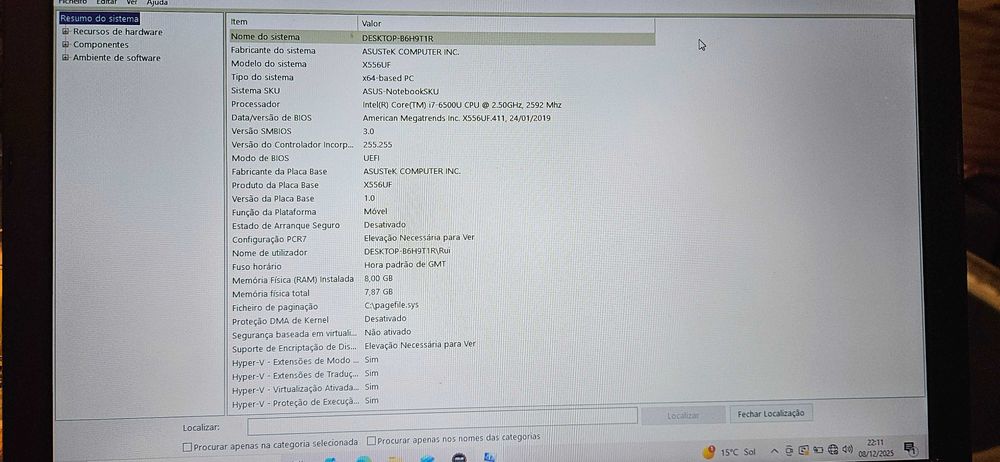 Portátil ASUS (Modelo X556UF) - Excelente estado e com SSD