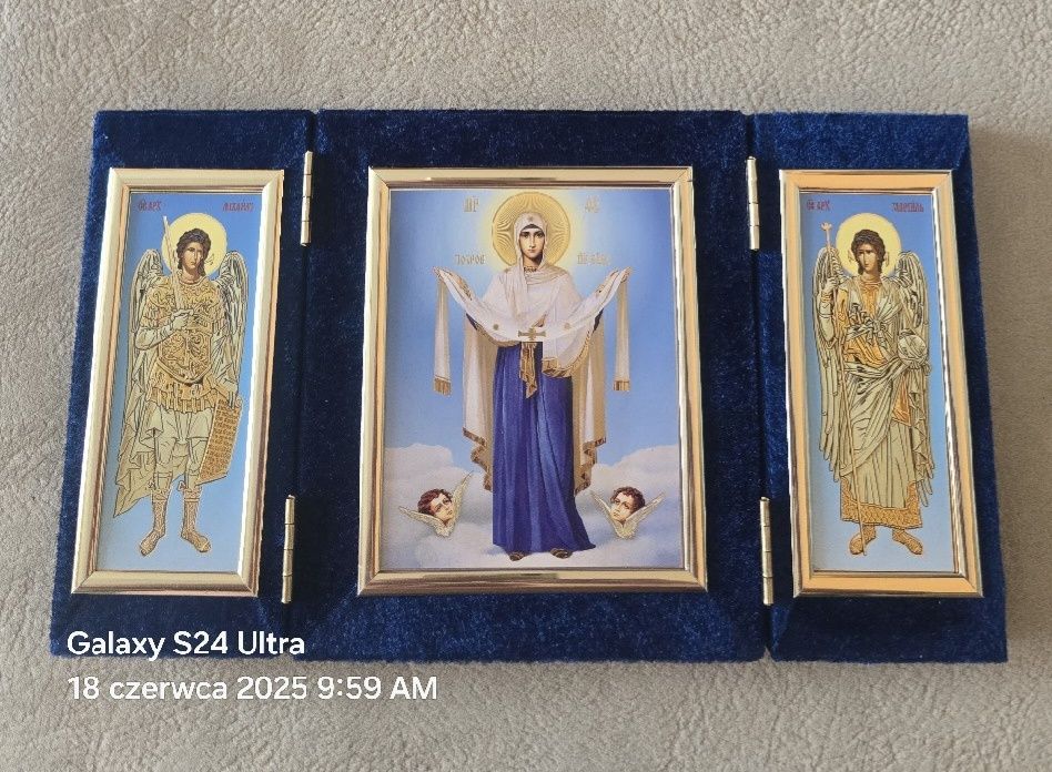 Ikona TRYPTYK prawosławny ARCHANIOŁ Michał i Gabriel. MB POKROW