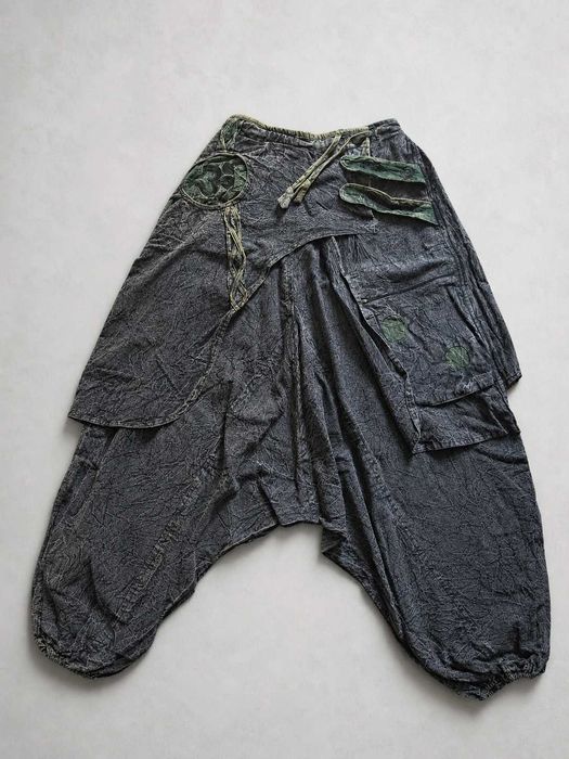 Spodnie Szarawary Alladynki Rave Ethno Acid Wash OM Unisex Hippie