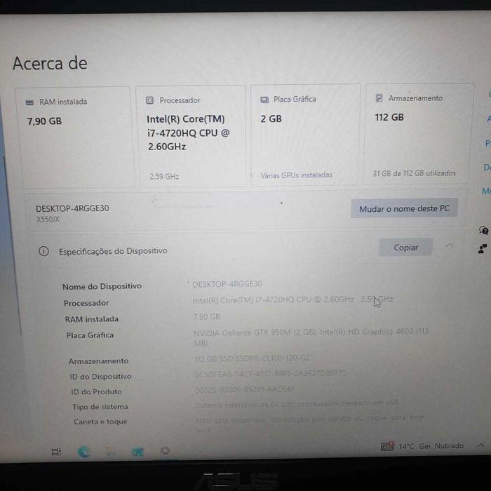 Portátil ASUS K550J