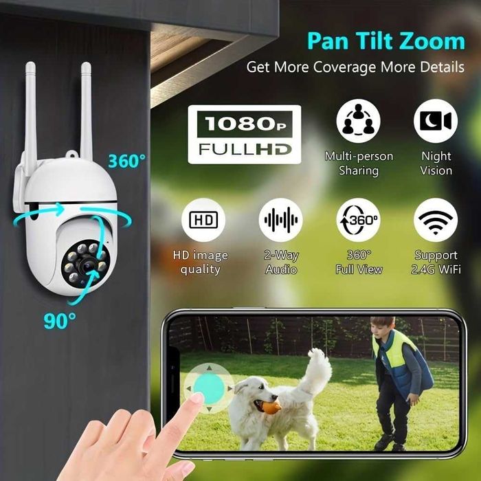 Kamera IP WiFi Zewnętrzna Obrotowa 1080P Full HD NocAudio Tuya