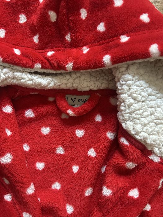 Szlafrok Czerwony w białe Serduszka NEXT 140