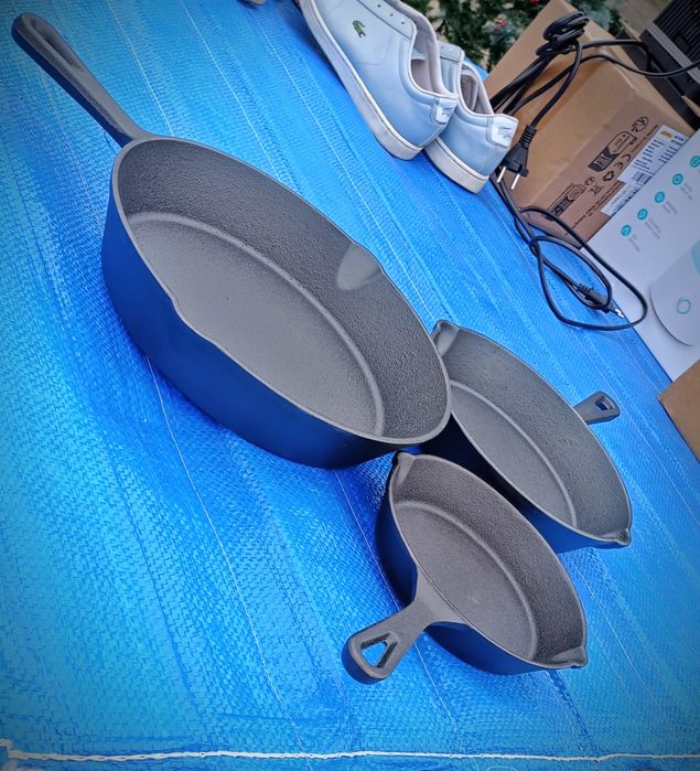 zestaw patelni żeliwnych 3 szt patelnia żeliwna głęboka xxl indukcja