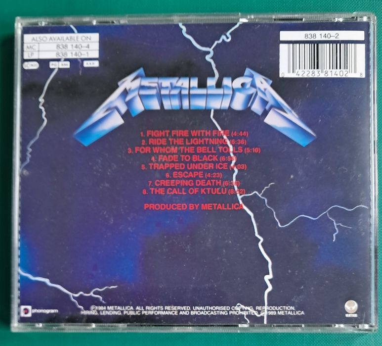 Metallica - Ride the lightning cd.