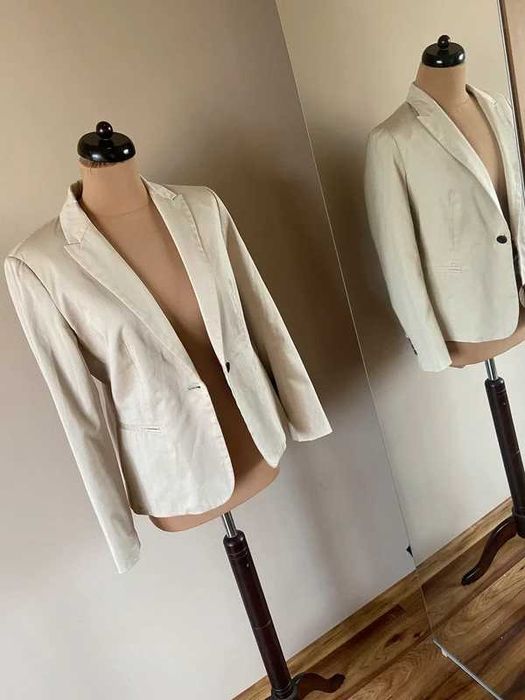 Zara zakiet marynarka krem m l 38 40 basic bez pastele